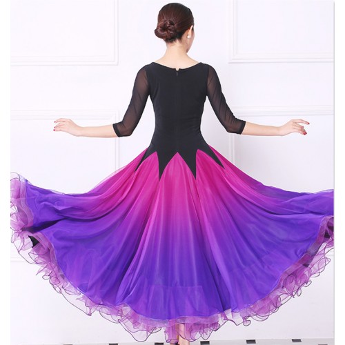 Custom size violet pink ballroom competition dresses for women adult waltz tango long length dresses